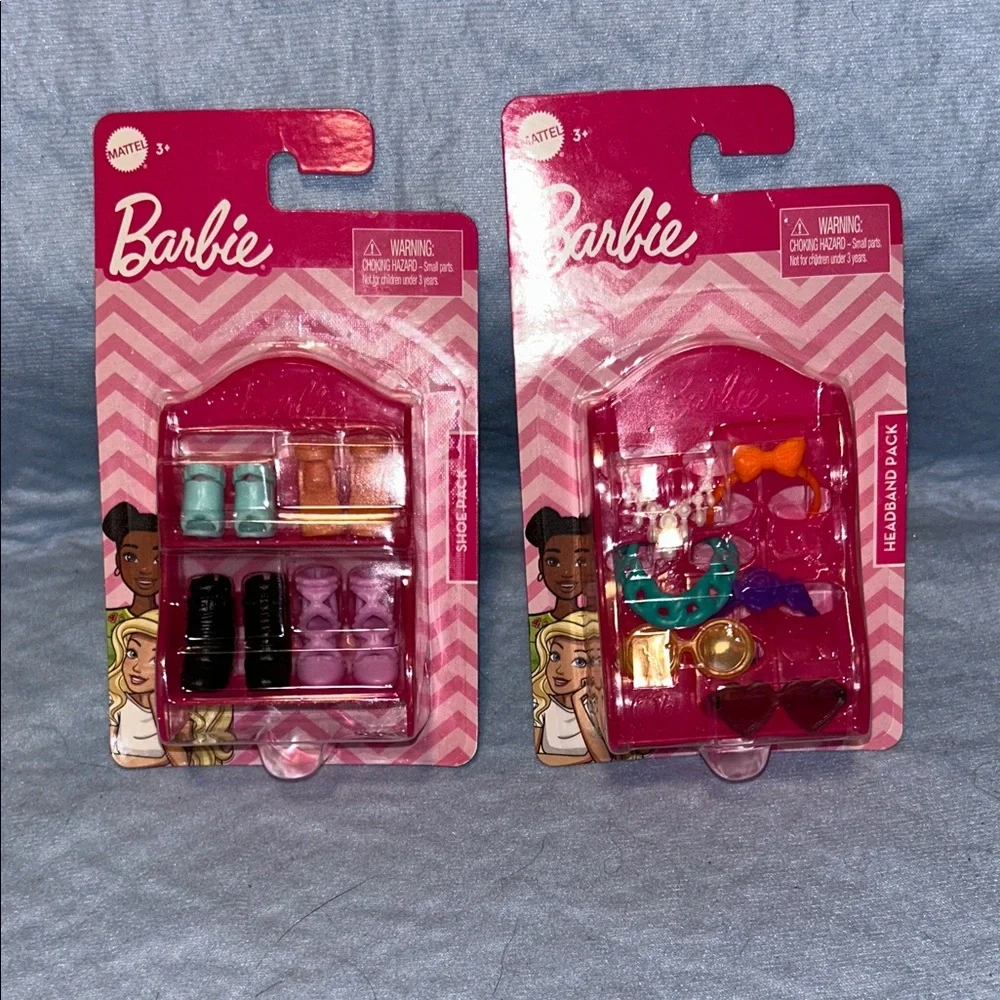 Barbie Mattel Barbie accessory packs: a Shoe Pack and a Headband Pack